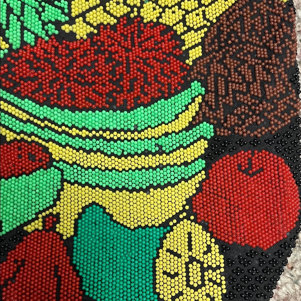 Vintage fully beaded Colorful Fruit Pattern Tote Bag- adorable - Picture 3 of 13